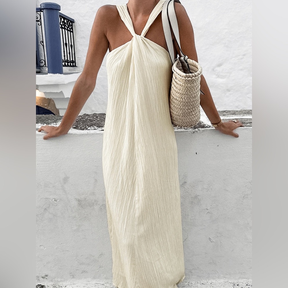 Commense Creamy Halter Long Dress - Size S - Picture 5 of 11